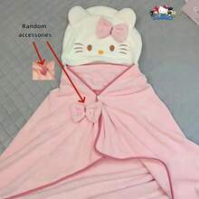 1 chiếc áo choàng tắm có mũ Hello Kitty dành cho nữ, khăn tắm, chăn, áo choàng in hình hoạt hình, bộ đồ ngủ, chăn ngủ có mũ, khăn choàng che nắng, đồ ngủ điều hòa, khăn choàng đa năng, áo choàng nhung dễ thương để ngủ - Nhiều màu - Xem 5