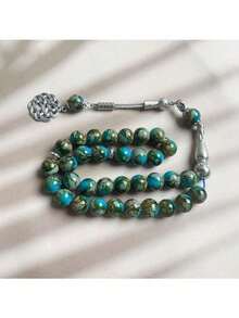 12pcs Green Single Strand Glass 33 Beads Ramadan Prayer Rosary Bracelet - Multicolor - View 7