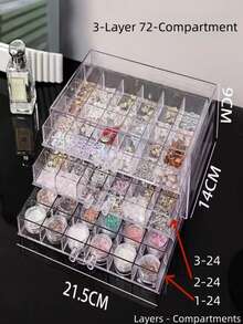 3/5 Tier Jewelry Storage Box, Transparent Dust-Proof Desktop Organizer For Necklaces, Earrings, Rings And Small Accessories - Multicolor - View 7