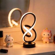1pc Modern Minimalist Twist 8 Shape Desk Lamp, 3 Color Changing, Suitable For Creative Decor, Mood Lighting, Living Room, Bedroom, Dining Room, Bedside Lamp - 插電三色款 - 查看 11