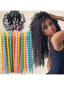 10/20pcs Curling Iron, Spiral Hair Curler, DIY Hairstyling Tool, No-Heat Spiral Hair Curler, Spiral Curling Styling Curler Accessories, DIY Hairstyling Tool - Multicolor - View 1