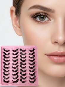 假睫毛 20 对 浓密丰盈 5D 纤细条状仿貂毛假睫毛 妈妈眼妆必备 - 彩色 - 查看 5