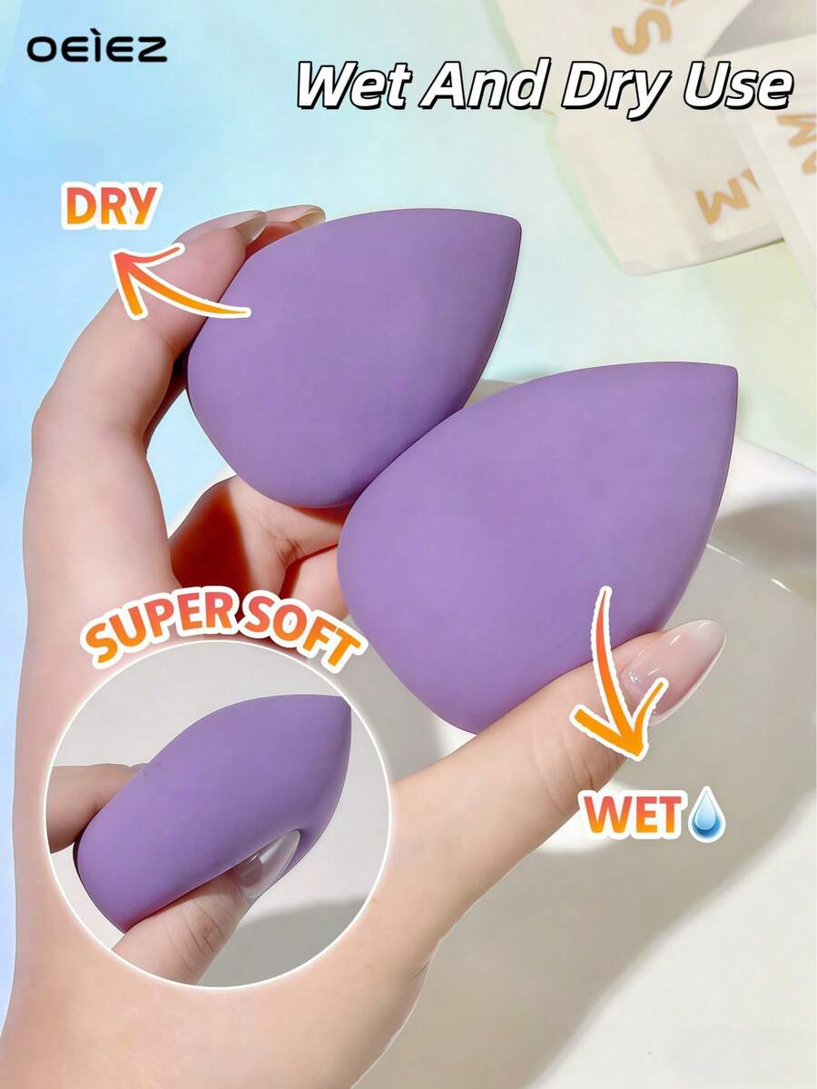 OEIEZ Makeup Sponge Set Latex Free And High-Definition Set Of 4 Makeup Wonder Blender For Powder Cream And Liquid, Super Soft Wonder Beauty Cosmetic - Purple - View 1