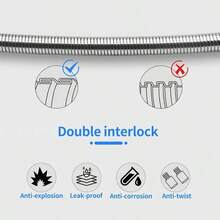 Flexible Stainless Steel Shower Hose For Handheld Shower Head - 3.3ft/4.9ft/6.6ft, Easy Install, Durable & Leak-Proof With Multi-Coated Finish, Fits Standard G1/2" Interface, High-Temperature Resistant - A - View 8