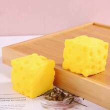 1pc New Square Squeeze Cheese Toy, Creative Design, Slow Rebound Square Cheese Toy, Stress Relief Toy, Holiday/Birthday Gift - Multicolor - View 4