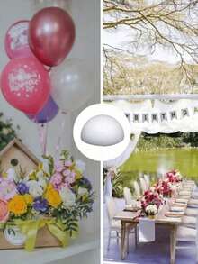 1个白色实心泡沫半球，手工DIY插花，婚礼装饰，蛋糕模具，商场装饰，婚礼场景球，DIY绘画早教太阳系制作半圆形泡沫球，插花泡沫球，半圆形球婚礼路花，插花球，婚礼道具 - 彩色 - 查看 3