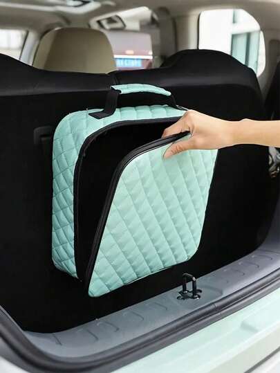 1Pc Large-Capacity Car Trunk Organizer – Made Of Waterproof, Wear-Resistant Fabric, Stores EV Chargers, Cables, Tools & Camping Gear – Keeps Trunk Tidy, Portable Handle, Fits SUVs, Sedans, Hatchbacks,Car Interior Accessory