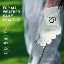 FINGER TEN 1pc Left Hand Golf Glove, All-Weather Premium Sheepskin Soft & Breathable, Suitable For Right-Handed Golfers, Durable & Comfortable, Size S M ML L XL - White - View 5