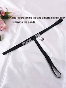 1件性感内衣，女士性感丁字裤，A字低腰三点式比基尼黑色性感内衣，性感内衣，性感诱人细肩带镶钻字母镂空内裤 - 彩色 - 查看 2