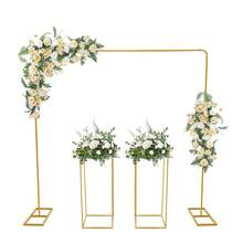 SanBouSi Gold Ballonständer mit Blumenständern, Hochzeitsständer aus Metall, Hochzeitskulissenständer - Übersicht 7