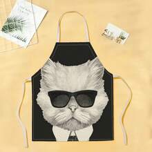 1pc Cool Cat Pattern Apron, Creative Funny Fashion Printed Apron, Home Cleaning Apron, Easy Clean Kitchen Cooking Apron, Creative Home Apron - Multicolor - View 20