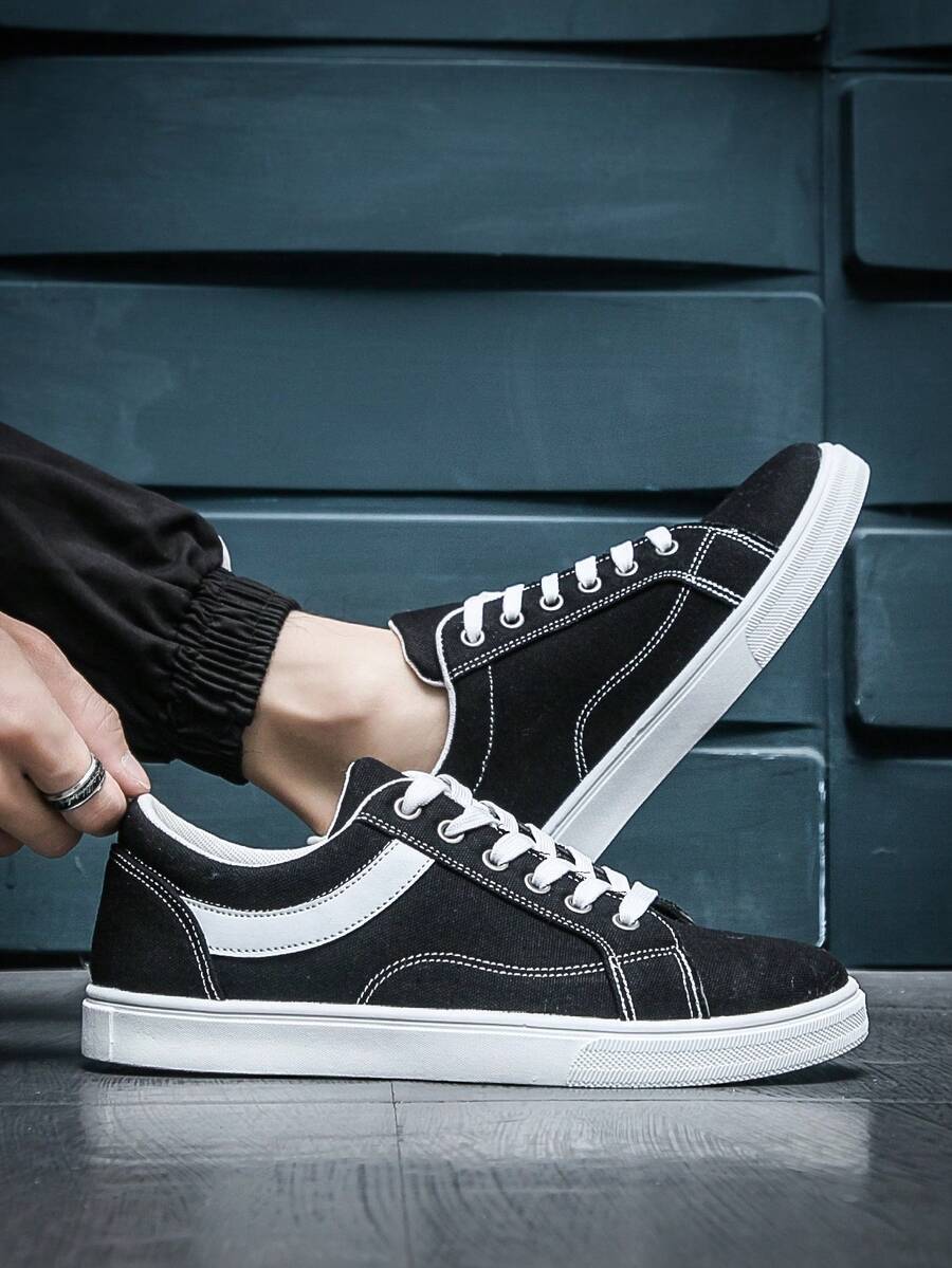 Men's Fashionable Casual Sporty Canvas Sneakers, Suitable For All Seasons
