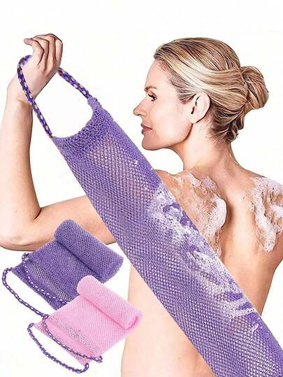 1pc African Loofah Sponge, African Exfoliating Bath Back Scrubber, Shower Loofah Body Scrub Brush With Strap, African Exfoliating Loofah With Rope Handle, Unisex Long Shower Sponge For Smooth And Clean Skin, Multi-Functional Exfoliating Face And Body Scrub Towel, Elastic Back Scrubber For Shower, Skin Cleansing And Massage