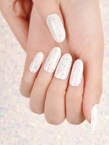 1 Box Of 20pcs Natural Long-Lasting Classic DIY Glow-In-The-Dark Sequin Green & Multi-Color Nail Gel Stickers, Easy To Apply And Remove, UV Cured Nail Gel Stickers - Multicolor - View 6