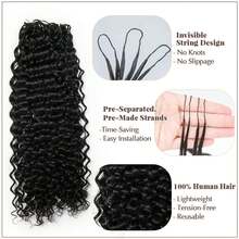 Crochet Human Hair Water Wave 60g/120g 16 18 20 22 24 26 Inch Lightweight Knotless Feather Extension Pre Separated Jerry Curly Handmade Bundles Full Invisiable Knot With String Pre Looped Crochet Human Hair Deep Curly Pre Separated Knotless Ocean Wave Crochet Hair Water Curly Human Hair Luxe Gifts For Moments That Matter. #PremiumGifts Water Wave Bundles Can Wear Hair Accessory Suitable For Spring Used Together With Beauty Makeup Wigs Human Hair Put On And Go, Wigs, Human Hair, Human Hair Wigs, Curly Wigs Human Hair, Makeup, Valentine's Day, Valentines, Travel Essential, Maquillaje, Valentines Gifts For Girlfriend, Valentines Gifts, New Year - Natural Black - View 3