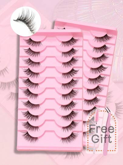  AYRMILLA 10 Pairs Of Curly, Thick, Natural, And Unobstructed Eyelashes Come With Eyelash Tweezers And Brushes For Comfortable And Simple Wear, Making It The Perfect Choice For Novice Beauty Makeup With Crossed 3D Mink Eyelashes. Can Be Worn In Various Scenarios For Daily Travel, Dates, Parties, Cosplay, Etc., Creating A Variety Of Makeup Styles.