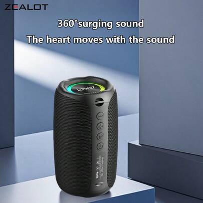  ZEALOT M2 便携式音箱，无线音箱，配备双无线卡拉OK麦克风，Hi-Fi音质，立体声，10小时超长播放时间，带RGB灯光效果。最大输出功率10W，专为户外使用而设计。强劲低音和3D环绕立体声，1800mAh电池可提供长达8小时的播放时间。