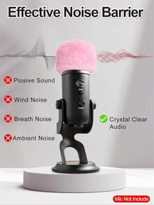 Blue Ye Ti Pop Filter - Microphone Cover, Furry Wind Muff, Mic Windscreen For SoloCast | Ye Ti | Nano | Fifine AM8 | Seiren / V3 Mini And More USB Mics, Pink - one-size - View 3