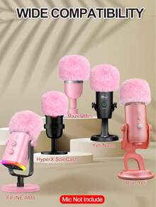 Blue Ye Ti Pop Filter - Microphone Cover, Furry Wind Muff, Mic Windscreen For SoloCast | Ye Ti | Nano | Fifine AM8 | Seiren / V3 Mini And More USB Mics, Pink - one-size - View 7