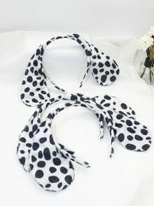 3 Sets Dalmatian Dog Headband, Bow Tie, Tail 3 Pieces Set , Sexy Dalmatian Costume Outfit, Party Holiday Costume Accessories - Black and White - View 3