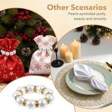 12 Pcs Pearl Napkin Rings Gold Napkin Rings Bulk Gold Napkin Holder For Formal Dinner Reception Party Banquet Table Decor And Daily Usedjj - Gold - View 6
