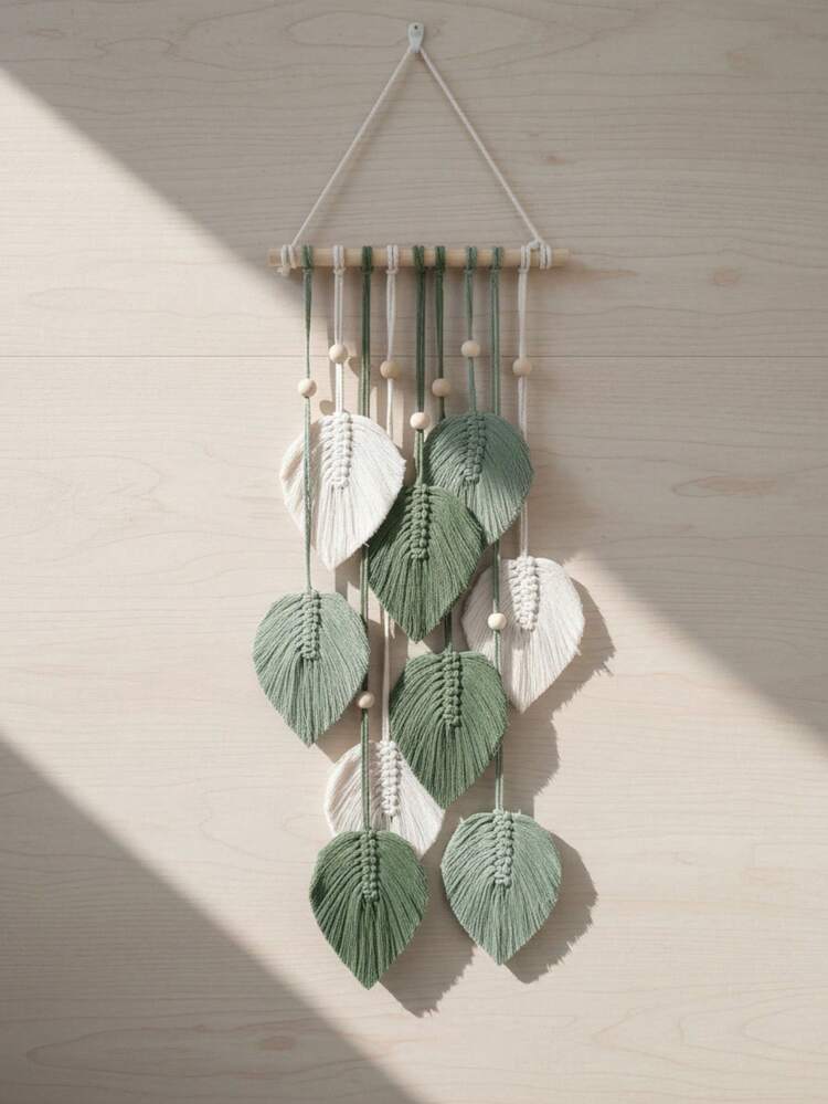 1 tấm/bộ tranh treo tường phong cách Boho, họa tiết lá đan thủ công, dây thừng cotton trang trí tua rua, thích hợp cho phòng khách nhà nghỉ, phòng ngủ, phòng trưng bày, quán cà phê, tạo không gian thư giãn như đang đi nghỉ dưỡng. - Xem 13