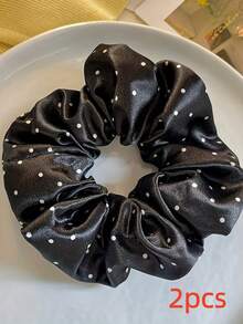 1pc French Satin Polka Dot Scrunchie - Retro Soft Elastic Hair Tie, Bun Holder Hair Rope Ponytail Holders Scrunchy Hair Ties Beauty Home Hair Accessories - Multicolor - View 15