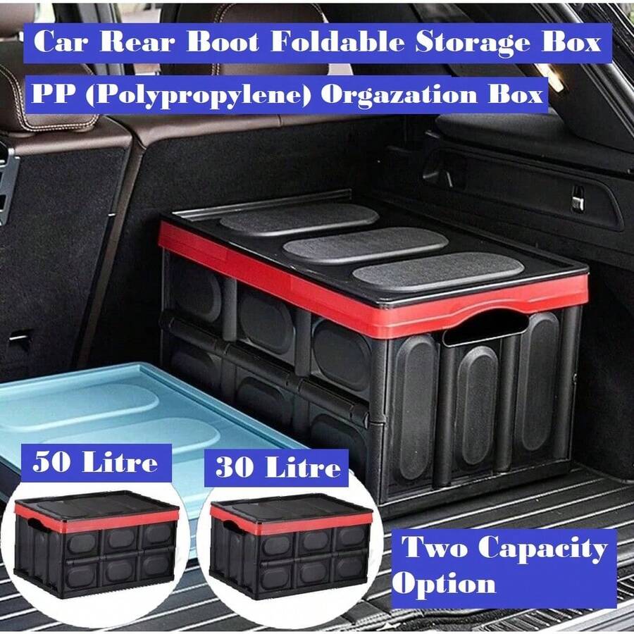 Foldable Car Trunk Storage Box, Collapsible Trunk Seat Storage Box, Foldable Organizer - A - View 1