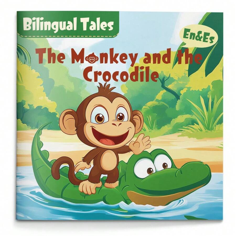 Bilingual Classic Fable "The Monkey And The Crocodile" – Cleverness & Trust Theme, Inspirational Family Reading Gift - Classic Moral Tale - View 1