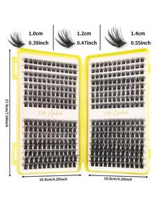 384/300pcs Mixed Length Eyelash Extension Kit, 9-16mm Length, 0.07mm C/D Curl, Synthetic Mink Lashes, Voluminous & Curled, Suitable For DIY Eyelash Extension, Suitable For Daily Or Outdoor Makeup - D - 查看 3