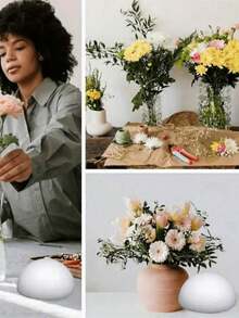 1个白色实心泡沫半球，手工DIY插花，婚礼装饰，蛋糕模具，商场装饰，婚礼场景球，DIY绘画早教太阳系制作半圆形泡沫球，插花泡沫球，半圆形球婚礼路花，插花球，婚礼道具 - 彩色 - 查看 2