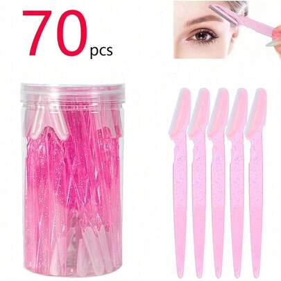 12個/6個/1個セット ブライトピンクヘアトリマー、女性用デザイン - ブライトピンクヘアトリマー、眉毛カミソリ、フェイシャルシェーバー、角質取り、長柄デザイン プロテクティブカバー付き、ステンレス鋼保護ネットブレード カバー付き、再利用可能で洗える眉毛トリマーとシェーバー、初心者の眉毛整形、フェイシャルヘアトリマーに適しています