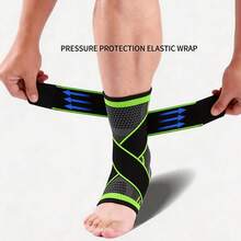 1pc Black & Green Adjustable Ankle Brace, Soft & Comfortable, Dual Protection, Snug Fit, Lightweight & Breathable, Suitable For Running, Yoga, Fitness - màu xanh lá - Xem 3