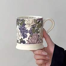 1 Set Of 6pcs 300ml [With 3pcs Spoons] Retro Glazed Floral Mugs, Heat-Resistant Ceramic Tea Cup Set, High-End Housewarming Gift - Multicolor - View 4