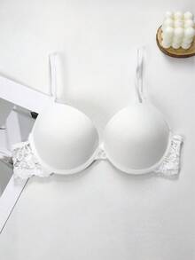 Vadderad push-up-bh i spets för kvinnor - Vitt - Visa 10