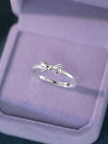 1枚S925纯银甜美可爱蝴蝶结戒指，小众日常百搭时尚中指戒指，女友礼物 - 蝴蝶型 - 查看 1