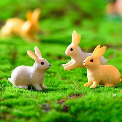 2026 Creative Moss Micro Landscape Rabbit Sculpture - Cute Resin Mini Figurine And Decor, PVC Material, Handmade Assembly, Provides Two Styles: Sitting Rabbit (3.4x1.9x3.1cm) / Running Rabbit (4x1.5x5.9cm)