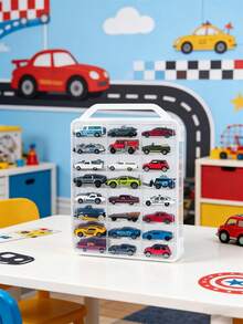 Estojo Portátil de Transporte de Carros de Dois Lados com 48 Slots, Caixa de Armazenamento Compacta para Carros em Miniatura do Tamanho Matchbox, Organização de Quarto de Bebê, Presente de Páscoa - Multicolorido - Visão 5