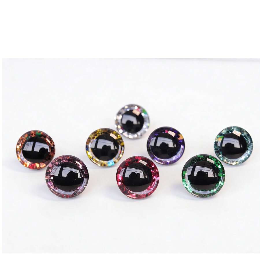 16颗3D闪光娃娃眼睛,巨型活动眼珠,16/18/20/25/35毫米,DIY娃娃眼睛配件,非常适合钩针编织、阿米格鲁米工艺品以及动物娃娃的装饰。 - 細閃 - 查看 1