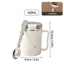 1个450/500毫升304不锈钢咖啡杯，带茶漏和折叠勺，双层保温奶茶咖啡水杯，带手柄，防烫饮水杯，冷热水皆宜，适合成人和学生在家、学校、宿舍、办公室、聚会、野餐和露营等场合使用。 - 彩色 - 查看 14