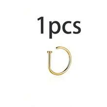 1/3/5个装 14K镀金D形朋克风鼻夹，不锈钢鼻中隔环，适合青少年佩戴 - 彩色 - 查看 11