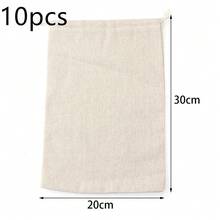 5/10 pièces/Paquet Sacs à cordon en lin, Pochettes en lin de couleur unie simple de tailles multiples pour bijoux, cosmétiques, jouets, décorations, stockage anti-poussière - sac en lin - Voir 19