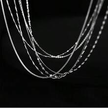 1 Chiếc dây chuyền bạc S925 dành cho nữ, dây mảnh, không gây dị ứng, thanh lịch và thời trang, dây chuyền đeo xương quai xanh, dài 40/45/50/55/60cm, dây chuyền bạc thời trang, món quà hoàn hảo cho Ngày Valentine, kỷ niệm, sinh nhật và Lễ Tạ ơn. - Bạc - Xem 6