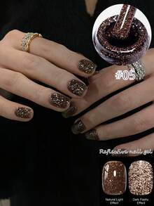 10毫升银色反光闪粉凝胶指甲油可卸超闪亮香槟金UV凝胶指甲油，适用于美甲艺术 - 彩色 - 查看 6