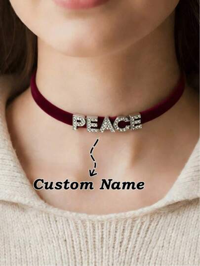 1pc Customized Necklace Choker, Can Customize Name/Letter, Suitable For Party, Birthday, Outing, Date, Can Be Gift For Friends, Family, Mother's Day, Classmates, Best Friends, Or Girlfriend