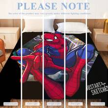 Marvel Spider-Man Theme Flannel Blanket, Featuring The Classic Red And Blue Superhero Costume, Warm And Soft, Suitable For Sofa, Nap, Bed Decor And More - Black - View 11