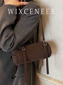 Túi xách nữ hình trụ mờ cổ điển, mẫu mới cao cấp, thời trang độc đáo, đa năng, thích hợp đeo vai và dưới cánh tay, đựng điện thoại và tiền xu. - Cà phê - Xem 2