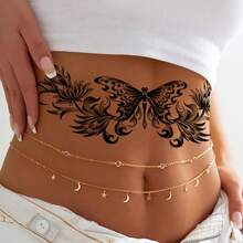 1pc Waterproof Temporary Butterfly Tattoo Sticker, Body Art Fake Tattoo For Women, Waist & Back - Black - View 6