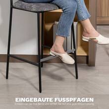 Set Of 2 High Upholstered Bar Stools, Perfect For A Kitchen Counter Or Home Bar. Backrest, Footrest, Fabric Upholstery, Grey Steel Frame. - Grey - View 7