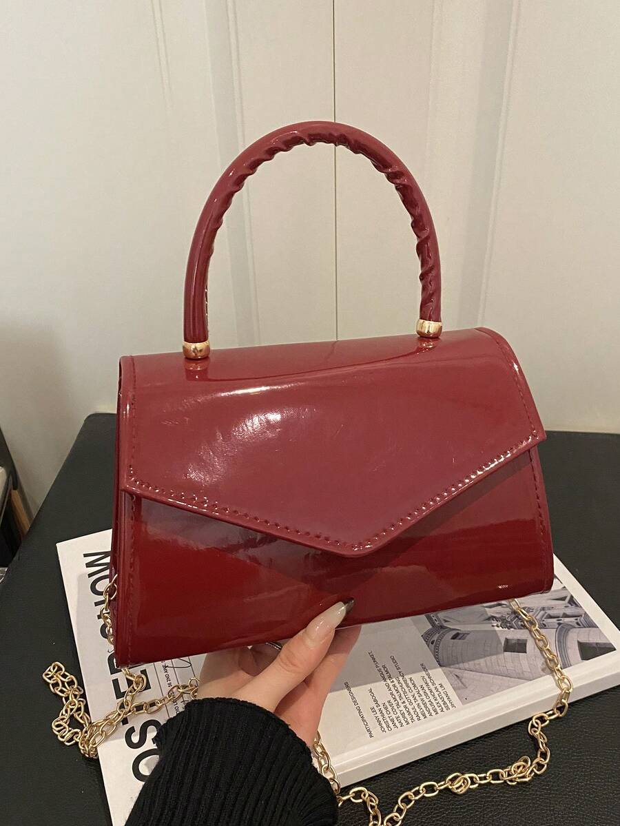 Red Flap Women's Handbag, Minimalist Versatile Chain Shoulder Bag, Suitable For Daily Wear - Red - View 1